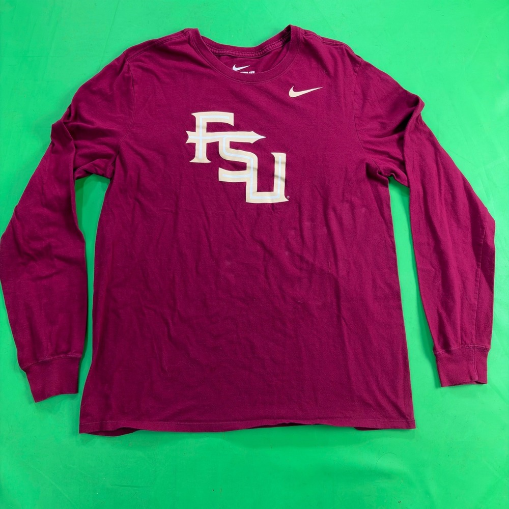Florida State Seminoles FSU Nike T-Shirt Womens L Red Logo LS Tee NCAA Football